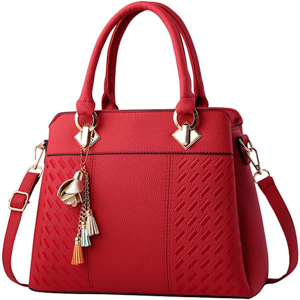 Damhandväska Axelväska Crossbody Messenger Bag Tote Satchel för Dam PU Läder Plånbok Burgundy