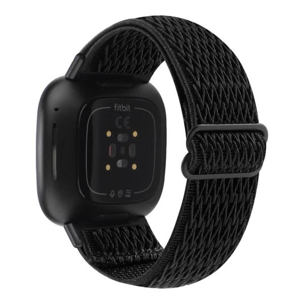 Woven Nylon armband för Fitbit Versa 3/Sense - Armband Svart