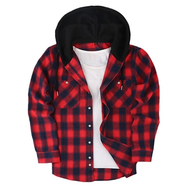 Miesten Ruudullinen Paita Pitkähihainen Taskuilla Napitettava Miesten Ruudullinen Paita Takki Flanellipaita Red 2XL