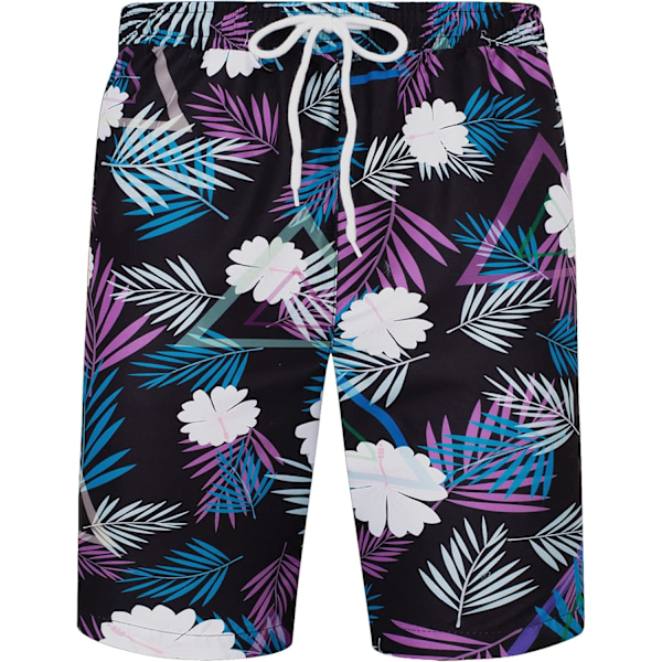 Herr Hawaiian skjorta och shorts set Regular Fit kortärmad casual funky strand flamingo skjorta set M Black Leaf