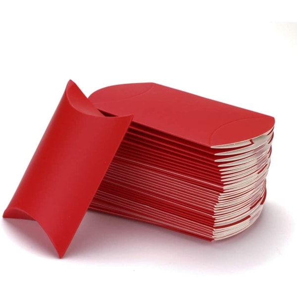 100pcs Wedding Creative Pillow Box Candy Gift Box Suitable for Wedding Birthday and Christmas (Red)