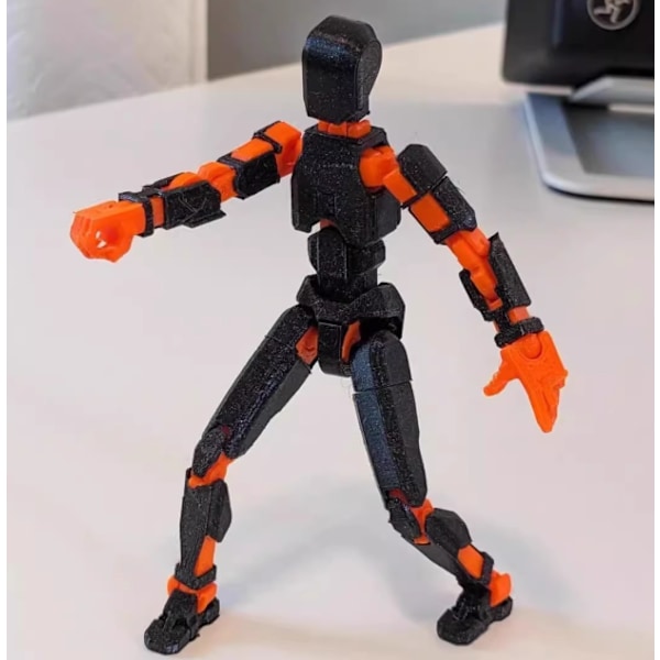Robotleksaker med flera leder, robotmodeller med flera karaktärer för 3D-utskrift, actionfigurer för skrivbordsdekoration - presenter för spelälskare Orange Black