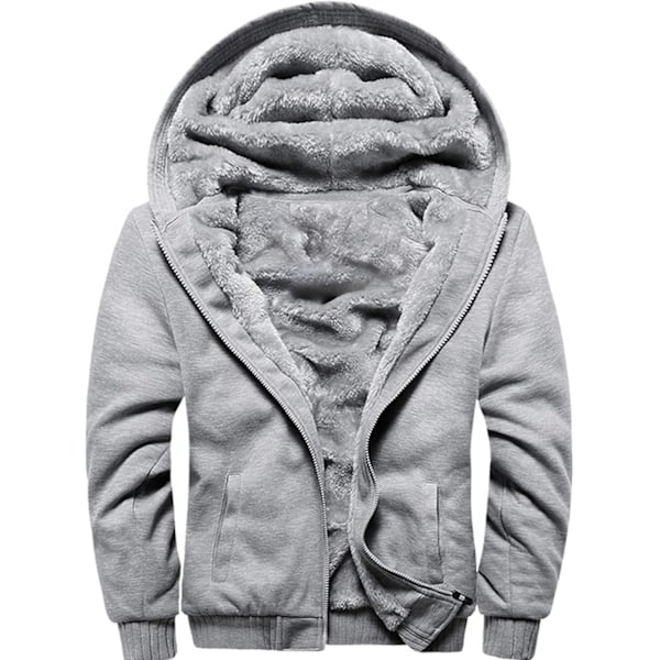 Herre Pullover Termisk Sherpa Foret Jakker Vinter Træning Fleece Hoodie Lynlås Uld Varme Tykke Frakker Ydertøj 11gray XL