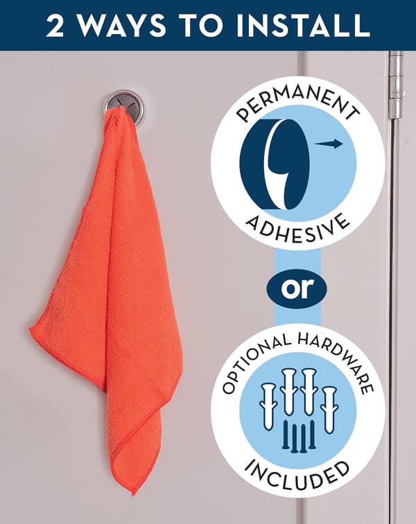 Runda självhäftande tryckhanddukskrokar för kök, handdukar och diskhanddukar, 4-pack