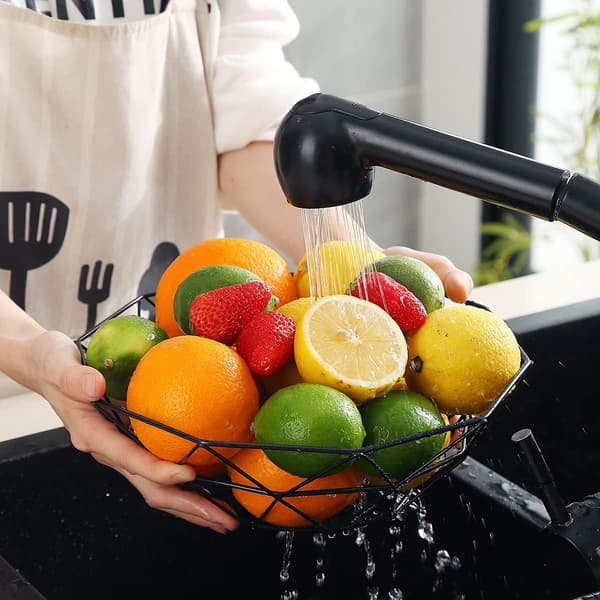 Fruktkorg, fruktskål, trådfruktkorg för kök, fruktskål för köksbänk, frukt, grönsaker, bröd short
