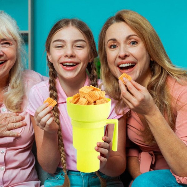 Snackskopp, högkvalitativ stadionkopp, 2-i-1 kopp för snacks och drycker, återanvändbar skål