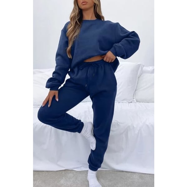 Blå pullover og joggingbukser /S til kvinder blue S