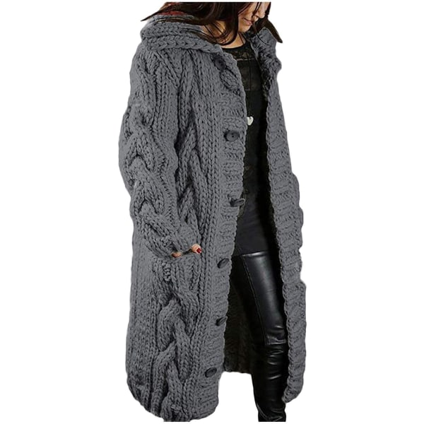 Mörkgrå S-storlek kofta stor tröja kappa damkläder Dark grey S