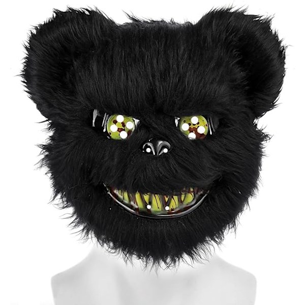 Gyserbjørnemaske, Uhyggelige masker til voksne og børn, Horror Teddy Bear maske, Plys Blodig Bjørnmaske, til fest karneval cosplay Black