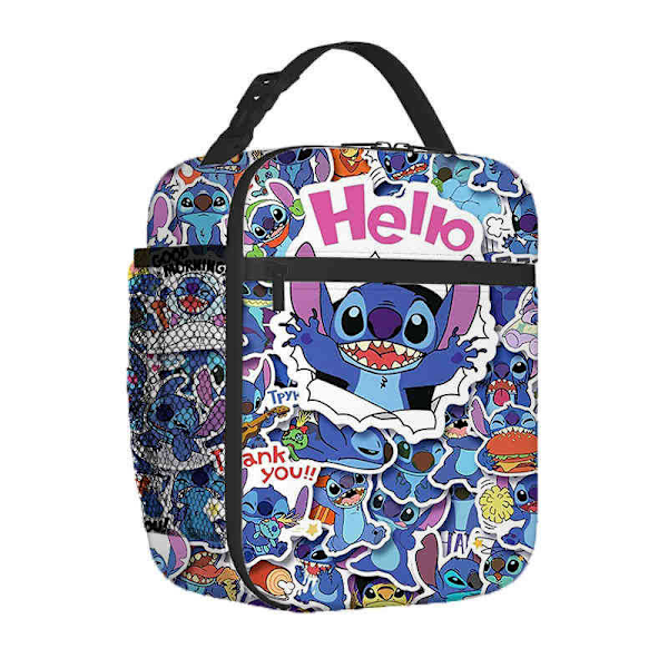 Pojkars Flickors Stitch Lunchbox Bärbar Isolerad Lunchväska Återanvändbar Isolerad Lunchbox Måltidsväska Skola Vandring Picknick LB5