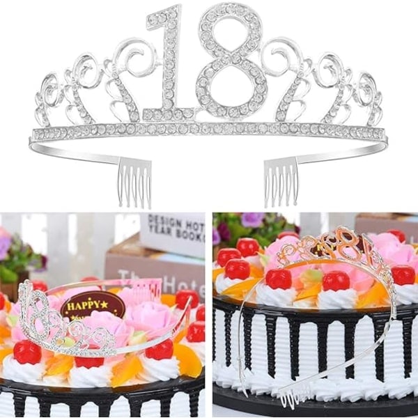 Grattis på 18-årsdagen Krona, Födelsedagsflicka Sash och Tiara 18 År O