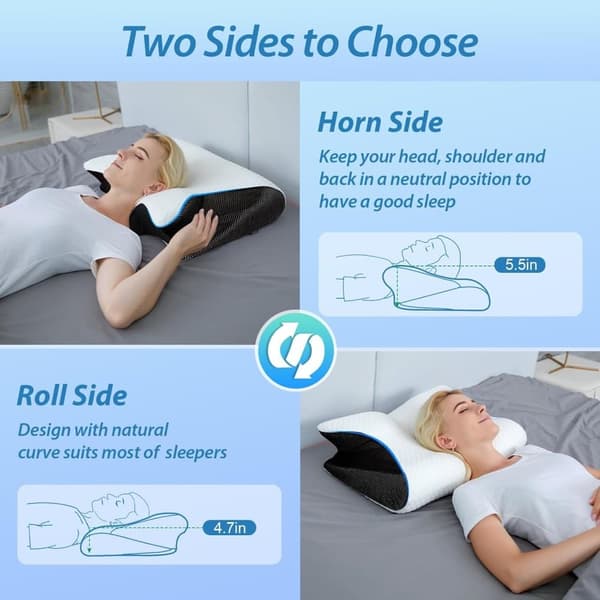 Ortopedisk Nackkudde Memory Foam Sovkudde för Nack- och Ryggsmärta svart black