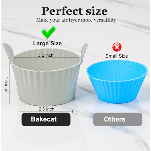 Ramekiner för Air Fryer, Äggformar för Air Fryer, Stora Muffinformar för Air Fryer (12-pack), Grå