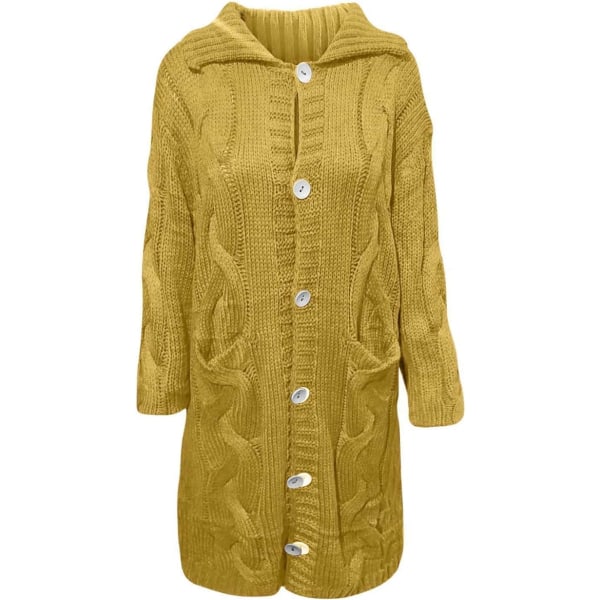 Gul XL størrelse cardigan stor størrelse genser kåpe for kvinner yellow XL