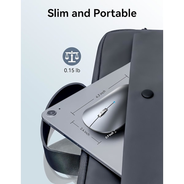 Bluetooth-mus, 2,4G oppladbar trådløs bærbar mus, Tri-Mode ultratynn stille datamus 4000 DPI bærbar