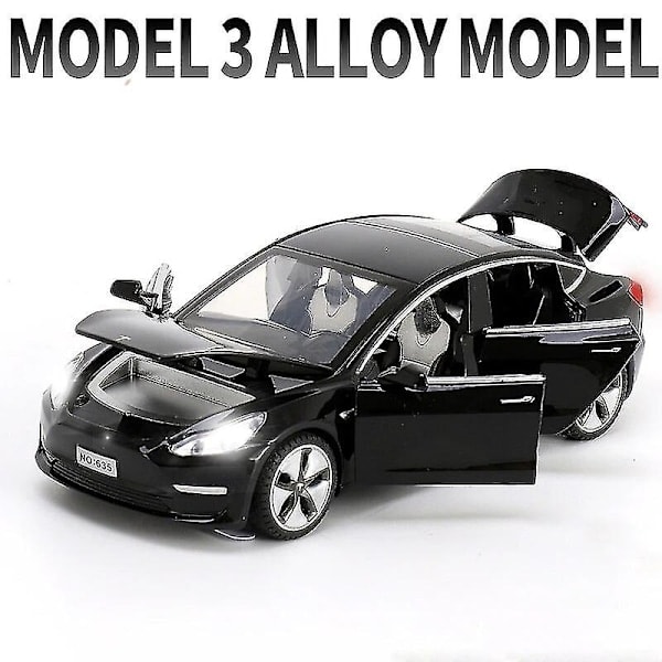 1:32 Tesla Model X Model 3 Model S Model Y Metalliauto Malli Valettuauto Leikkiauto Ääni ja Valo Lasten Leikkikalut Lapsille Lahjat Poikien Leikkikalut Model 3 Musta Model 3 Black