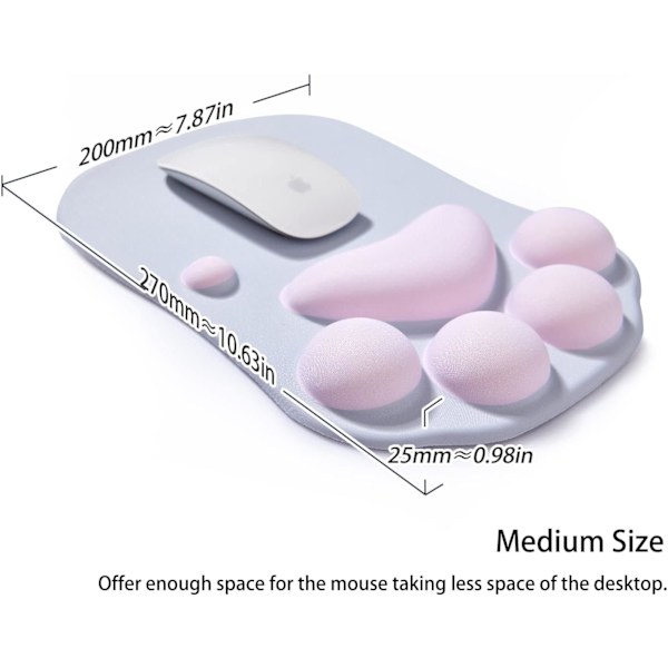Musematte med kattepote, ergonomisk musematte, musematte i silikongel, søt musematte, Kawaii musematte, for hjem/kontor/spilling, musematte grønn og gul Grey