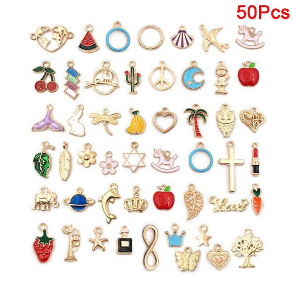 Eläin- ja kukkasekoitusriipus DIY-rannekoru A: 50Pcs