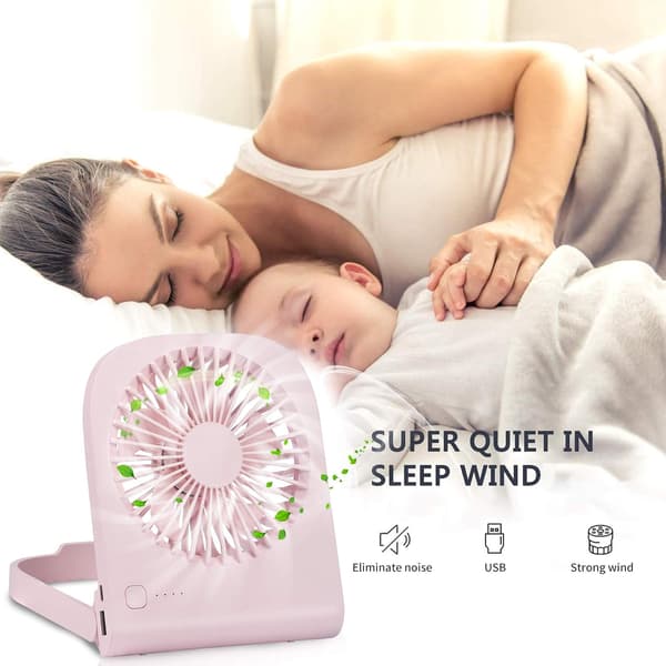 Bordventilator, Mini USB-ventilator, Kraftig Luftstrøm, 4 Hastigheder, Bærbar Ventilator