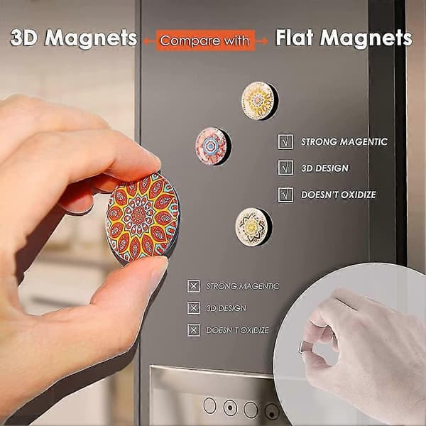 Kjøleskapsmagneter - Dekorative 3d glassmagneter med mandala