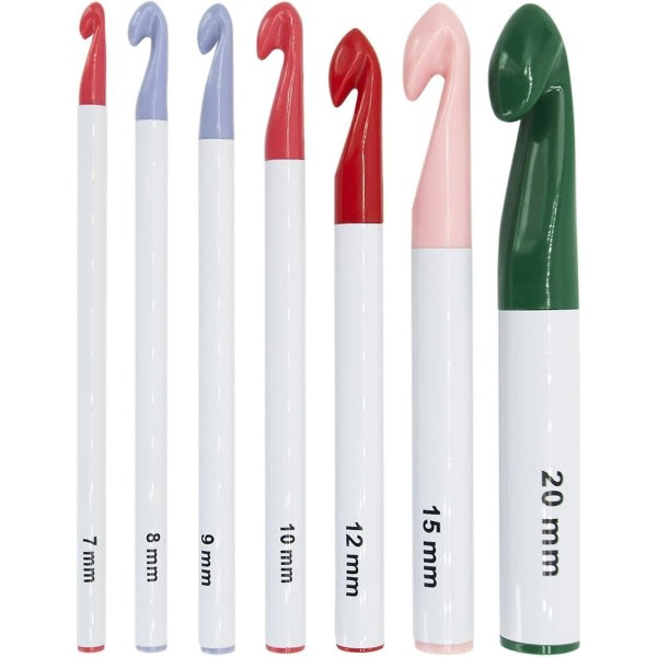 Hæklenåle store 20mm 15mm 12mm 10mm 9mm 8mm 7mm. Ergonomisk hæklenål. Plastik