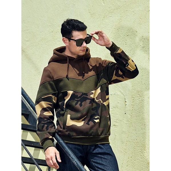 Herre Nyhed Farveblok Hoodies Hyggelig Sport Outwear Camo Coffee S