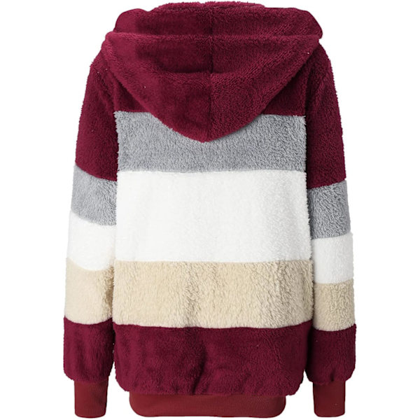 Hættejakke til kvinder, Teddy Fleece-frakke, Overgangsjakke med hætte og lommer, lynlås, efterår, vinter, plysjakke, fleecejakke, vinter L J Wine