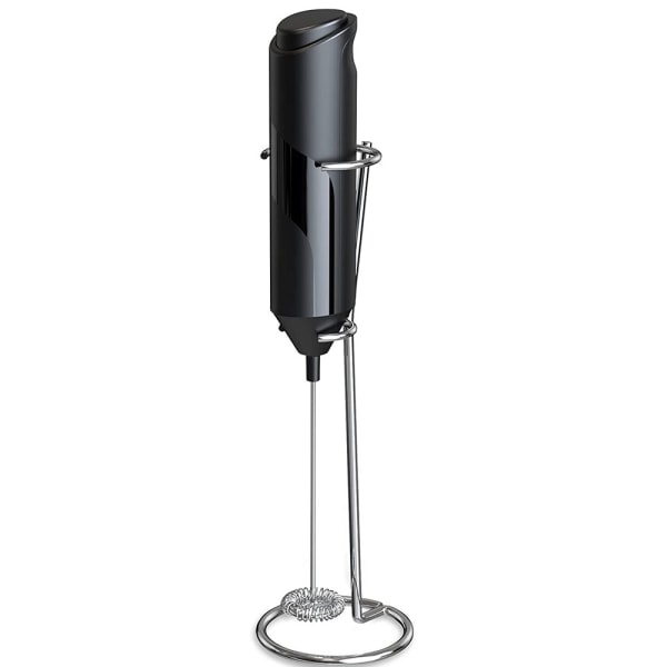 Elektrisk melkeskummer, håndholdt med stativ i rustfritt stål, batteridrevet skummer, visp, drikkemikser, mini blender for kaffe, frappe, latte,