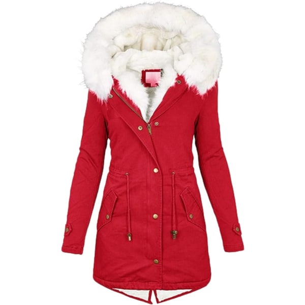 Dame varm rød fleece komfort frakke /3XL red 3XL