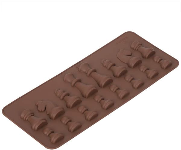 Schackbräde i silikonform för chokladgodis, 16 hålrum, brun
