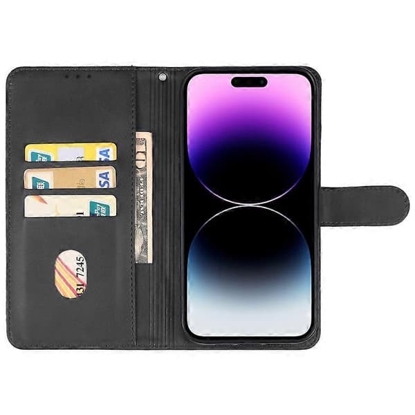 Mobilskal för iPhone 15 Pro Max Läderfodral (Svart)