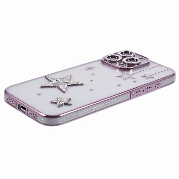 Deksel til iPhone 16 Pro Max 3D Bling Stjerner Elektroplettering TPU Klar Telefondeksel