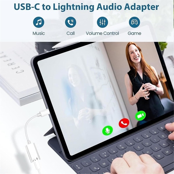 USB-C - Lightning -kuulokeadapteri 15 Pro Maxille, Type C uros - Lightning naaras