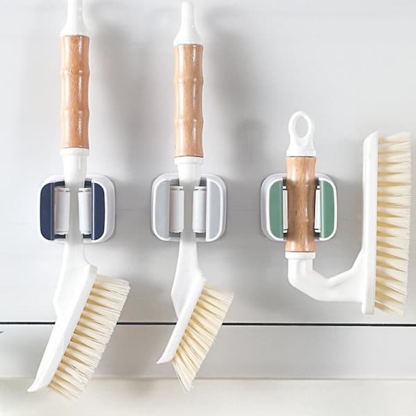 Kost og moppeholder Multi-Use Gripper Kosteskaftholder Veggmontert Selvklistrende Ingen Boring Aske Ash