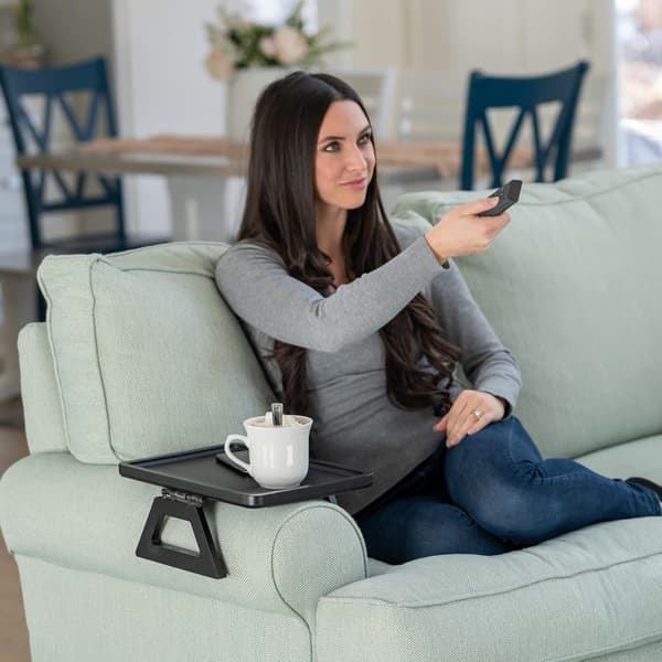 Bambus Sofa Arm Bord, Clip On Bakke Sofa Bord til Sofa. Sofa Arm Bakke, Lænestol Bord til TV Middage Black