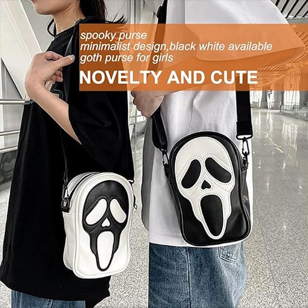 Pumpalykta Crossbody Väska, PU-Läder Nyhet Spökväska Söt Spooky Season Gothic Axelväska för Kvinnor