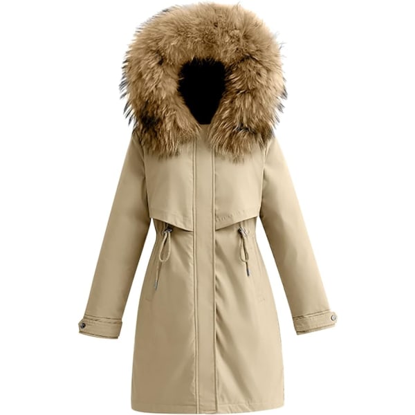 Khaki Vinter Parker Warm Winter Coat for kvinner /XL khaki XL