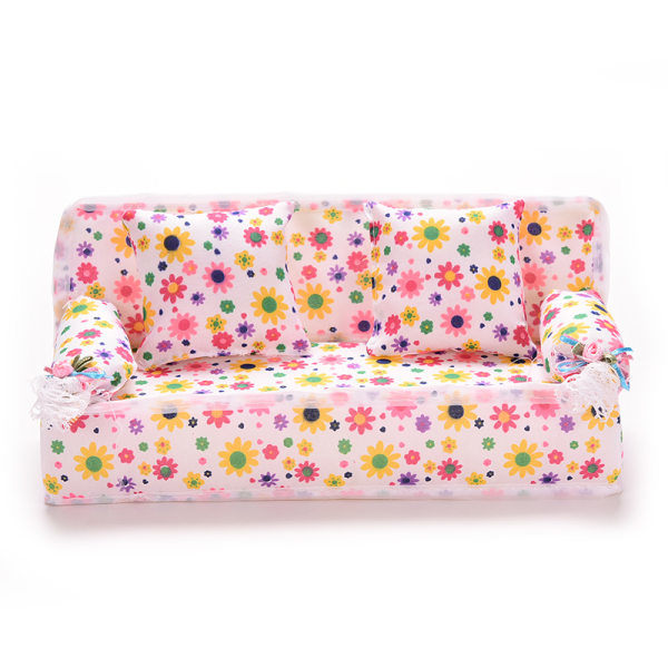 1 st/set soffa med 2 kuddar för Barbie-docka barn dockhus