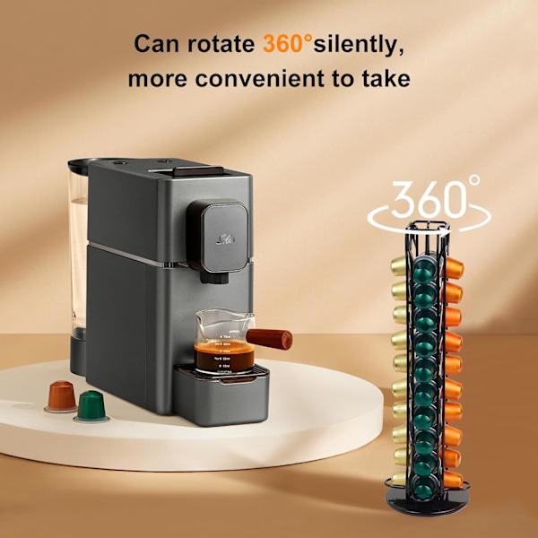 Kaffekapselhållare Kompatibel Kaffepodsställ Klassisk 40 st Roterande Design Rostfritt Stål, Kaffe Förvaringsställ för Kapselhållare Kapsel