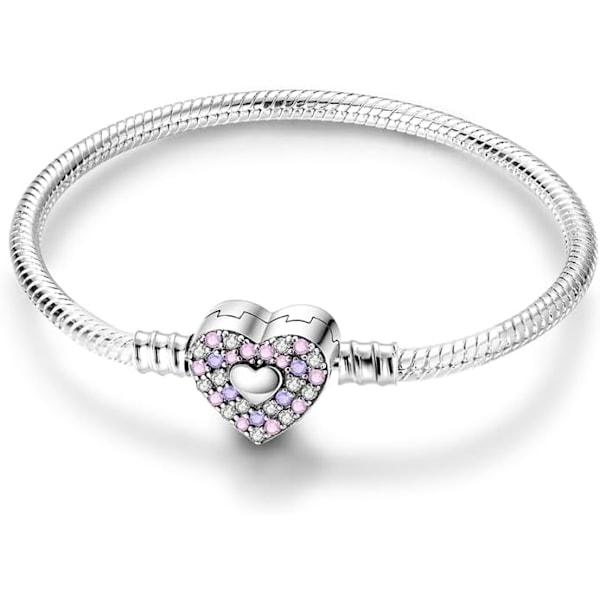 Bracelet for Women 925 Sterling Silver Heart Clasp Bracelets Snake Bracelet Link Bracelet