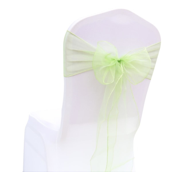 25 stk Sorganza Sashes Dekk Tulle Bue Sash Tie Bånd Bryllupsfest Lysegrønn light green