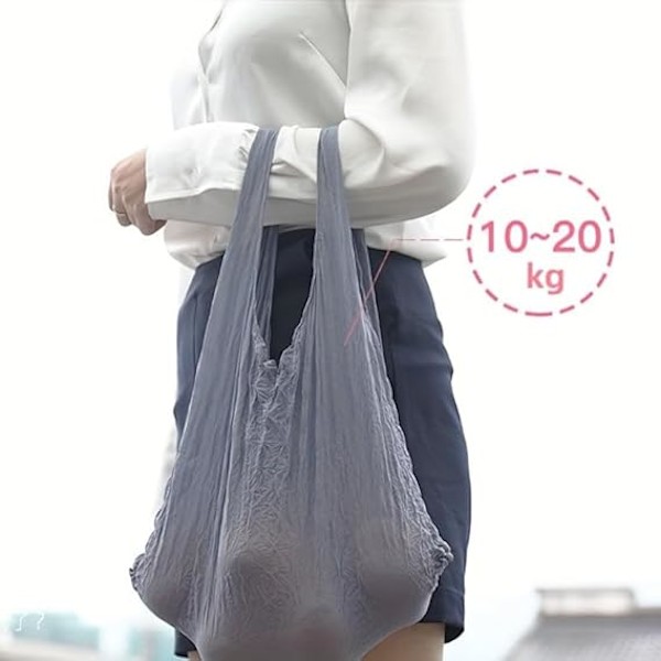 Magisk Stretch Bag Plissert Bag, Gjenbrukbare Matvareposer Vaskbare Bærbare Store Kapasitet Handleposer Multifunksjonell Tote Bag Handleposer Yellow