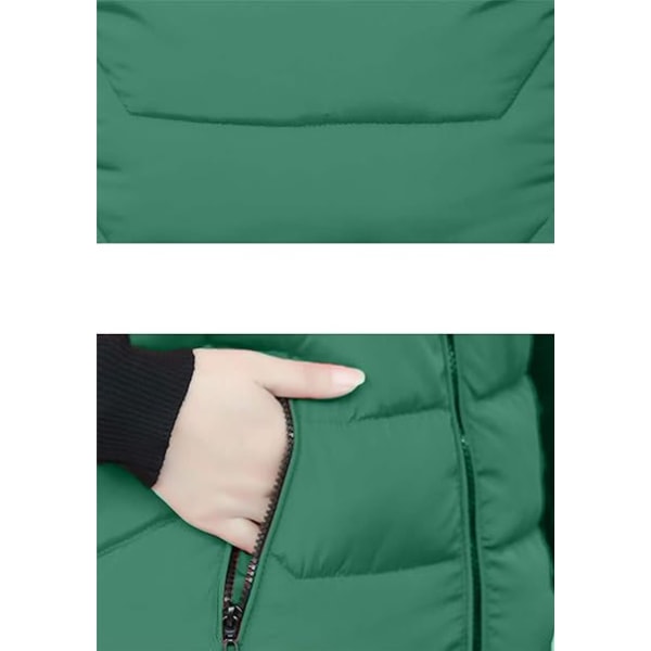 Grønn dame vinter varm ensfarget knappejakke /XXXXL green XXXXL