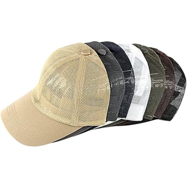 Baseballcaps med netting for menn og kvinner, pustende truckerhatter for sommeren, løpehatter, justerbar, hurtigtørkende hatt for utendørssport