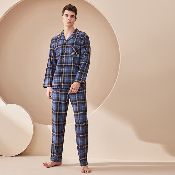 Herre elskeres efterår og vinter ren bomuld pyjamas sæt kan bæres udenfor L 2xl
