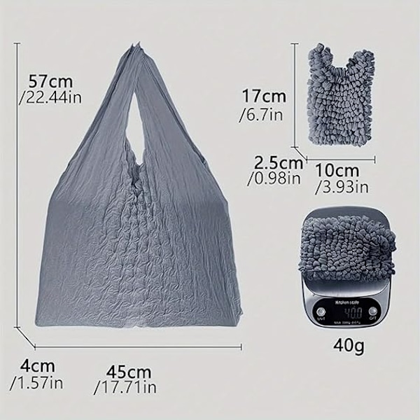 Magisk Stretch Bag Plissert Bag, Gjenbrukbare Bæreposer Vaskbare Bærbare Store Kapasitet Handleposer Multifunksjonell Tote Bag Handleposer Brown