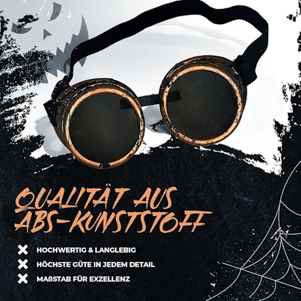 Steampunk Briller til Mænd og Kvinder - Retro Solbriller til Steampunk Outfit til Cyberpunk Burning Man, Karneval, Festtilbehør Bronze