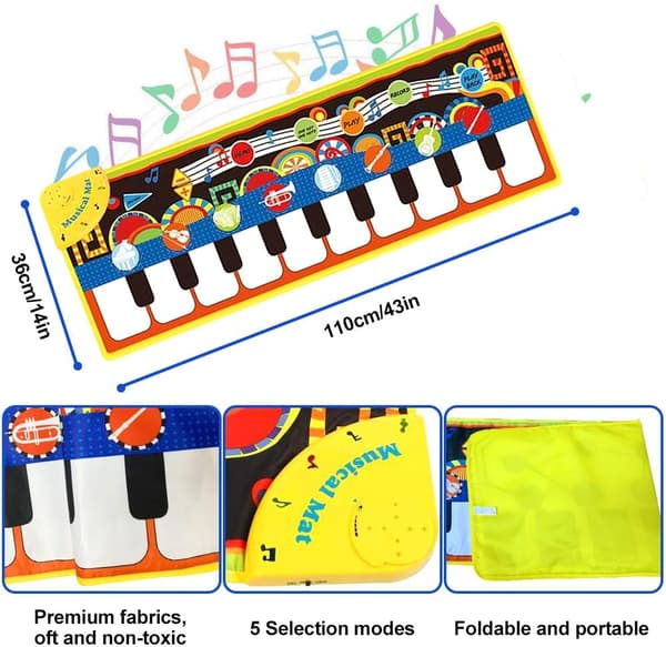 Leker for 1-6 år gamle jenter gutter småbarn spedbarn barn, gaver til 6-24 måneder gamle gutter jenter Piano Musikk Dansematte D