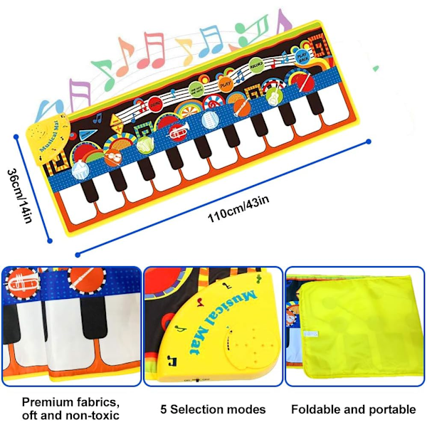 Leksaker för 1-6 åriga flickor pojkar småbarn spädbarn barn, Presenter för 6-24 månader gamla pojkar flickor Piano Musik Dansmatta D