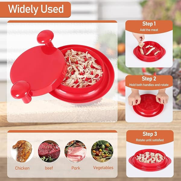 Kyllingkutter 18 cm Kyllingkutter Manuell Kjøttkutter Kjøttkutter med Ergonomisk Håndtak og Sklisikker Base for Grønnsaker, Svin, Kylling red